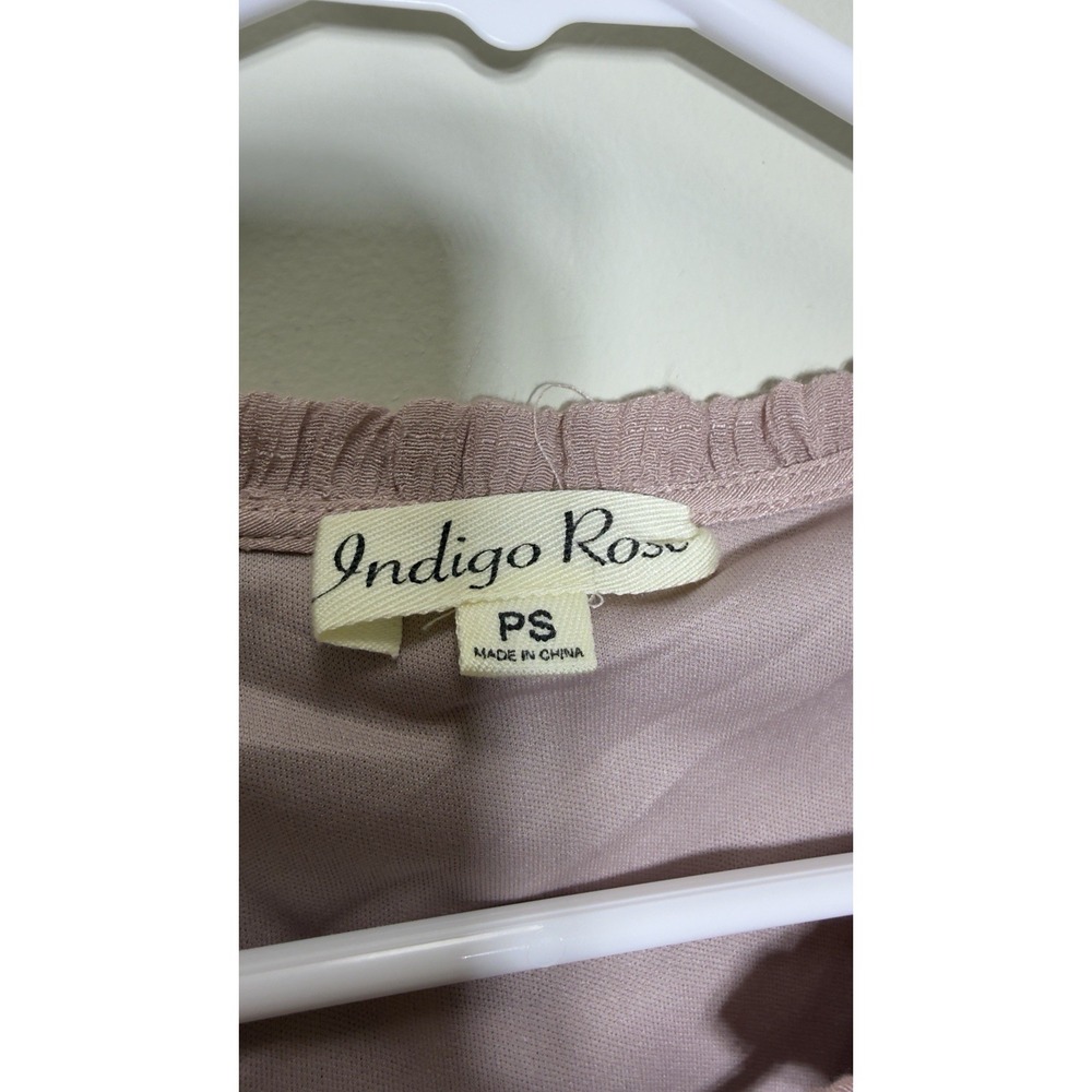 Indigo Rose Womens PS Petite Small Pink Tiered Dress Ruffle Sleeve Keyhole Tie - Picture 2 of 8
